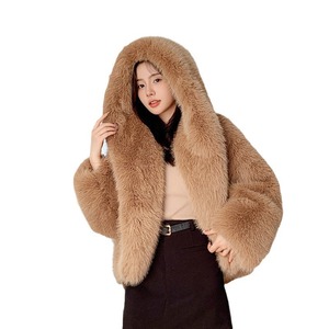 Cappotti corti <span class=keywords><strong>con</strong></span> cappuccio da <span class=keywords><strong>donna</strong></span> a manica lunga in <span class=keywords><strong>pelliccia</strong></span> sintetica calda - Product Image 5