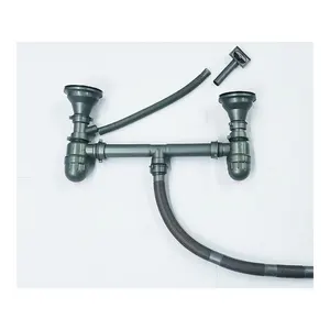 double bowl pipe p traps marble basin waste trap Bottle trap for sink 1 1/2" (40) square overflow kitchen sink hose tube