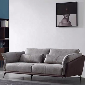 Set sofa rumah kantor 1 + 2 + 3 gaya Amerika furnitur ruang tamu bagian sofa kain kulit pu - Product Image 5