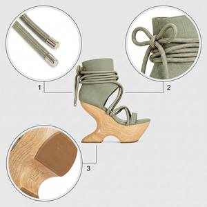 Nuovi Sandali Estivi Donna 2026 con Zeppa, <span class=keywords><strong>Tacco</strong></span> Unico in Legno Naturale, Verde Salvia, Cinturino Incrociato, <span class=keywords><strong>Scarpe</strong></span> Gladiatore con Plateau - Vendita all'Ingrosso - Product Image 5