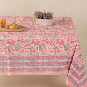 Belle nappe carrée de conception florale imprimée en blocs faite à la main pour les mariages à la maison à l'extérieur prix de gros - Product Image 1