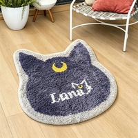 Tapis personnalisé en forme de lune pour chat, tufté à la machine, doux et moelleux, violet, antidérapant, pour la décoration de chambre des fans d'anime
