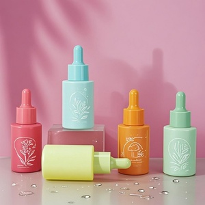 In Stock Wholesale Custom logo Pastel Color Blue Green Orange Red Purple 30ml Glass Serum Bottle 1oz Dropper Bottle - Product Image 5