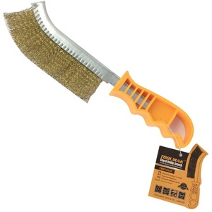 Brosse en fil d'acier plaqué cuivre avec manche orange pour le nettoyage des métaux et l'élimination de la rouille - Product Image 2