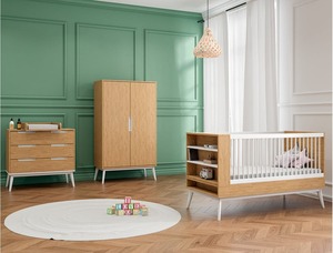Culla per Neonati e Bambini in Legno <span class=keywords><strong>Bianco</strong></span> di Lusso, Moderna ed Ecologica, con Spazio di Archiviazione, per Soggiorno e Camera da Letto - Product Image 3