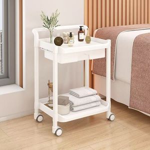 <b>White</b> Salon <b>Trolley</b> Rolling Storage Cart With Drawer 4 Wheel Utility Rack for Beauty Salon - Product Image 2