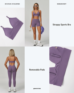 EnovStars <span class=keywords><strong>Soutien</strong></span>-<span class=keywords><strong>gorge</strong></span> de sport personnalisé sans coutures à bretelles pour femme, avec coussinets amovibles, col en V, en nylon et élasthanne, pour yoga, gym, fitness, entraînement, 8 couleurs, OEM - Product Image 3