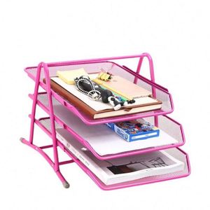 Black Highest Quality 3-Tier Metal Mesh <b>File</b> Rack Desk Organizer Letter <b>Tray</b> Paper Document Holder for Office Home School - Product Image 6
