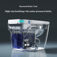WC intelligent moderne à capteur automatique avec chasse d'eau intégrée, chauffage au sol, aromathérapie, télécommande et fonctionnement automatique