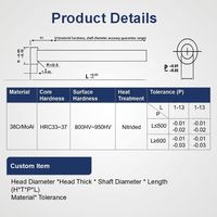 Pasador Expulsor Nitrurado 38CrMoAl HRC33-37 Estándar HASCO con Hombro, Diámetro 12~13.9 mm para Molde de Botella, Molde de Plástico, OEM