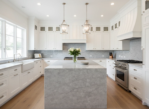 Vietnam Quartz Jade <b>Silver</b> Grey Modern Big Slab 20mm for Kitchen Bathroom Hotel & Table <b>Top</b> Countertops - Product Image 5