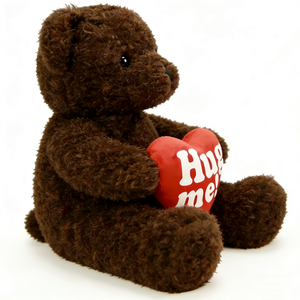ตุ๊กตาหมีสีน้ำตาลขนฟูแบบกำหนดเอง ถือหมอนรูปหัวใจสีแดง - Product Image 4