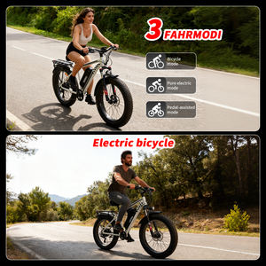 Vélo de ville électrique 26 pouces, batterie au lithium 48V 15AH, moteur 1000W, capteur 7 vitesses, autonomie 50 km, freins à disque avant/arrière, adulte - Product Image 3