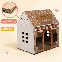 Maison pour chat d'intérieur de luxe personnalisable OEM/ODM, en carton ondulé, avec griffoir pour le jeu des animaux de compagnie
