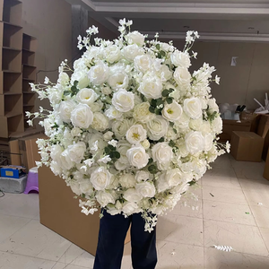 Nueva Llegada, Bola de Flores de Rosa Artificial de Seda Blanca 5D de Lujo y Alta Calidad, Grande de 60 cm, Centros de Mesa y Decoraciones para Bodas - Product Image 5