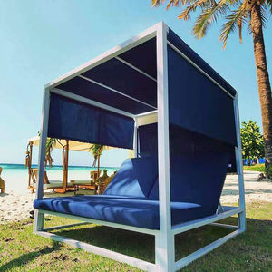 كابينة سرير نهاري للفناء في الهواء الطلق بتصميم جديد مع مظلة فندق ومنتجع وحمام سباحة وسرير للاستلقاء تحت أشعة الشمس للشاطئ أو المسبح - Product Image 1