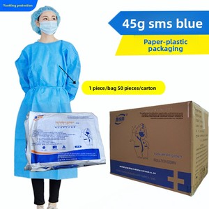OEM Maßgefertigter Einweg-Isolationskittel Wasserdicht mit <span class=keywords><strong>Daumen</strong></span>öse Plastik-Isolationsschürze Großhandel - Product Image 1
