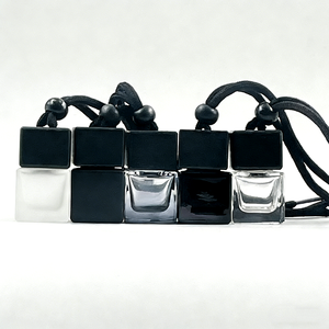 Empty 5ml 8ml 10ml Glass Air Freshener Fragrance <strong>Bottle</strong> Mini Square Hanging <strong>Car</strong> <strong>Diffuser</strong> Perfume <strong>Bottle</strong> With Wooden Lids - Product Image 3