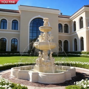 YOUFINE Villa classique en plein air Garden Center Art Decor sculpté à la main grande fontaine d'eau de dame en marbre Beige à vendre - Product Image 2