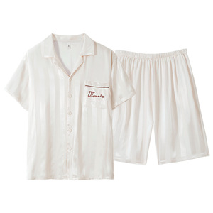 Couple's Sleeveless Solid Breathable Summer Ice Silk <strong>Night</strong> Pajamas Set <strong>for</strong> <strong>Men</strong> and Women - Product Image 5