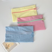 Pochette en coton avec fermeture éclair et logo personnalisé, sac de rangement multifonctionnel pour cosmétiques et maquillage, trousse à crayons, vente en gros pour femmes