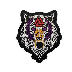 Pvc Dierenbadges Met Haak En Lus Viking Wolf Hoofd Siliconen Rubber Tactische Patches Voor Hoed - Product Image 4