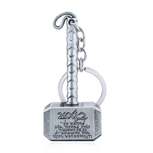 2 pz portachiavi Custom argento <span class=keywords><strong>Marvel</strong></span> <span class=keywords><strong>Thor</strong></span> martello portachiavi per le donne ragazze uomini rozzo elegante portachiavi accessori - Product Image 3