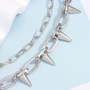 Cadena de cintura de doble capa con púas metálicas de aleación de zinc, accesorio unisex para fiestas, para jeans - Product Image 4