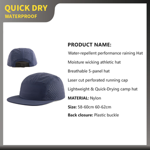 Sombrero de campamento de 5 paneles blanco no estructurado de secado rápido de verano para sombreros de correr perforados impermeables de nailon para hombres y mujeres - Product Image 2