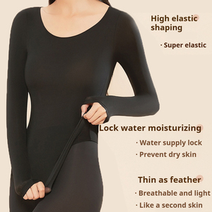Conjunto Térmico para Mujer de Manga Larga, <span class=keywords><strong>Ropa</strong></span> Interior Cálida, Calzoncillos Largos Altamente Elásticos de Otoño, <span class=keywords><strong>Ropa</strong></span> <span class=keywords><strong>Térmica</strong></span> sin Costuras para Mujer - Product Image 3