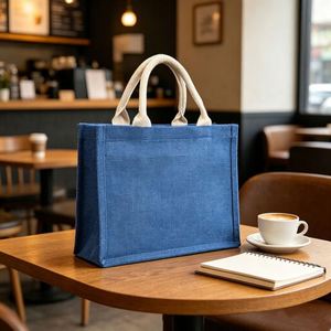 Bolsa de Mano de Yute Laminado Impermeable, con Revestimiento, para Impresión por Transferencia de Calor, Ecológica, para Compras - Product Image 4