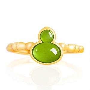 Bague en jade néphrite naturel et jaspe gourde, argent S925, style chinois, bijoux pour femme, cadeau avec certificat d'évaluation D964 - Product Image 1