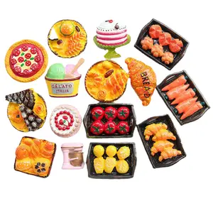 New simulation croissant hamburger cake resin food play DIY flatback refrigerator magnet accessories factory direct sales