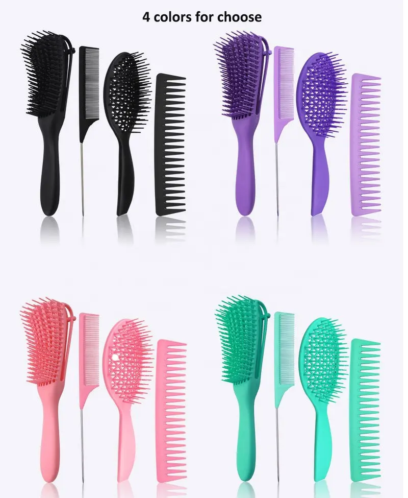 Professionele Kappers Hoofdhuid Massage Hair Brush Anti-Klitten Krul Essentials Kit 4 Stuks Anti-Statische Haar Kam Set