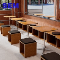 Mobilier de restaurant commercial en gros SEM, tables et chaises en bois pour café, cantine du personnel, ensemble de table à manger avec 4 chaises