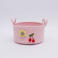 Paniers de rangement pliables faits à la main Panier en corde de coton avec poignées tissé bébé enfants jouet cadeau blanchisserie panier de rangement en corde de coton