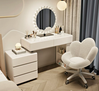 Coiffeuse de luxe sélectionnée en bois massif, style crème, avec armoire intégrée – Nouveau style 2025, pour chambre à coucher, de luxe haut de gamme