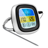 Termometer Layar Sentuh Digital untuk Memasak, Pemindai Suhu BBQ Barbekyu Stainless Steel, Makanan Dapur Layar Sentuh