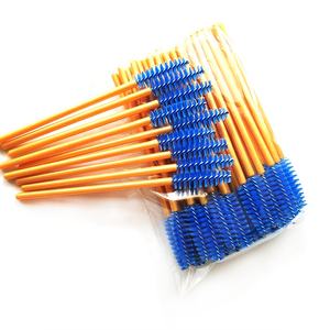 Renkli plastik değnek altın saplı yüksek kaliteli silikon sentetik toptan profesyonel özel altın mini maskara fırçası - Product Image 3