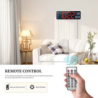 Jam Dinding Digital Besar dengan Kalender, Hari, LED Hijau, Temperatur, dan Remote Control, serta Alarm