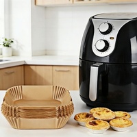 Papiers de cuisson jetables antiadhésifs de qualité alimentaire pour friteuse à air, avec impression de logo, pour la cuisson domestique et commerciale