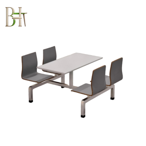 Set di Tavolo <span class=keywords><strong>e</strong></span> <span class=keywords><strong>Sedie</strong></span> in Legno Curvato di Alta Qualità per Mensa Scolastica a 4 Posti - Product Image 2