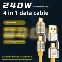 Câble de charge rapide multi-ports USB Type C PD 240W 5A 4 en 1 pour iPhone Samsung Xiaomi