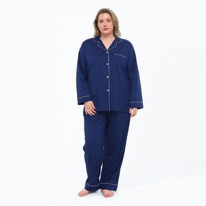 Dài Tay Áo Viscose Đồ Ngủ Mềm Loungewear Với Quần Mát Pjs Phụ Nữ Thoải Mái Quần Áo Ngủ 2 Mảnh Phụ Nữ Tre Bộ Đồ Ngủ - Product Image 4