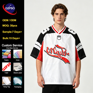 QZFSO Manufacturer OEM Vintage Hip Hop Mesh American Football Jersey Custom Sublimation Streetwear Rugby Uniform <b>Top</b> Jersey - Product Image 1