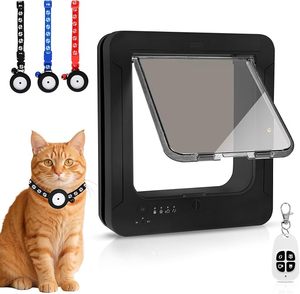 Porte intelligente pour chat avec télécommande et colliers connectés, pour usage intérieur, en plastique rectangulaire, pour chats - Product Image 1
