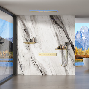 <span class=keywords><strong>Prix</strong></span> <span class=keywords><strong>d</strong></span>'usine Douche de pluie de luxe au design <span class=keywords><strong>mural</strong></span> Bain à effet de pluie Cascade Ensemble de douche Or Noir Ensemble de douche de salle de bain avec jets - Product Image 6