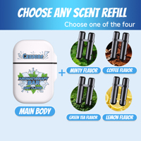 Inhalateur nasal à double orifice avec recharges, bâtonnet d'aromathérapie rechargeable et réutilisable, booster d'énergie, anti-somnolence, clarté mentale, OEM