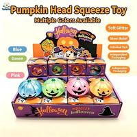 Mainan Remas TPR Bentuk Labu Hantu Halloween dengan Glitter, Bola Squishy Pereda Stres untuk Anak Laki-laki dan Perempuan 14+ Tahun, Hadiah Pesta, CPC