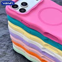 Coque de téléphone en silicone liquide VAWI V-S06 Original Wave pour iPhone 16 17 Pro Max, antichoc, magnétique